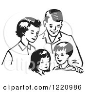 Poster, Art Print Of Black And White Happy Retro Family