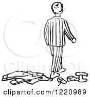 Poster, Art Print Of Black And White Boy In Pjs Walking Away From Clothes