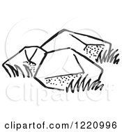 Clipart Of Black And White Boulders Royalty Free Vector Illustration