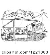 Clipart Of A Black And White Farmers Market Royalty Free Vector Illustration by Picsburg