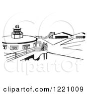 Clipart Of A Black And White Airport Royalty Free Vector Illustration by Picsburg