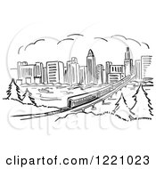 Poster, Art Print Of Black And White Train Near A City