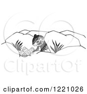 Clipart Of A Black And White Chipmunk And Food Royalty Free Vector Illustration by Picsburg