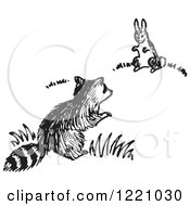 Poster, Art Print Of Black And White Raccoon And Rabbit