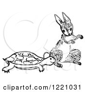 Clipart Of A Black And White Tortoise And Hare Royalty Free Vector Illustration by Picsburg