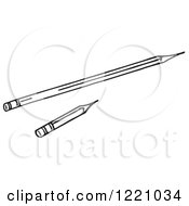 Clipart Of Black And White Short And Long Pencils Royalty Free Vector Illustration