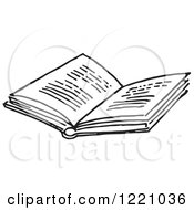 Clipart Of A Black And White Open Book Royalty Free Vector Illustration