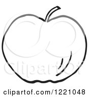 Clipart Of A Black And White Apple Royalty Free Vector Illustration