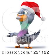 Clipart Of A 3d Christmas Pigeon Mascot Shrugging Or Presenting Royalty Free Illustration