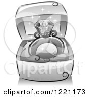 Poster, Art Print Of Grayscale Sparkly Diamond Ring In A Box