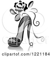 Clipart Of A Grayscale High Heel Sandal Royalty Free Vector Illustration by BNP Design Studio