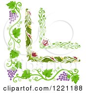 Poster, Art Print Of Grape Vine And Floral Corner Borders