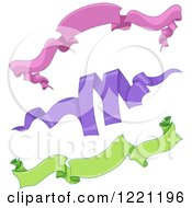 Clipart Of Pink Purple And Green Ribbons Royalty Free Vector Illustration