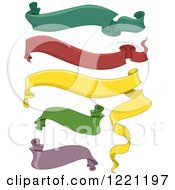 Clipart Of Green Red Yellow And Purple Ribbons Royalty Free Vector Illustration