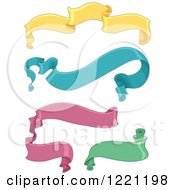 Clipart Of Yellow Blue Pink And Green Ribbons Royalty Free Vector Illustration