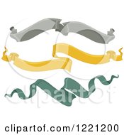 Clipart Of Gray Yellow And Green Ribbons Royalty Free Vector Illustration