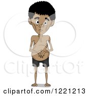 Clipart Of A Malnourished African Boy With A Bloated Stomach Royalty Free Vector Illustration by BNP Design Studio