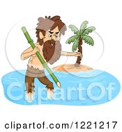 Poster, Art Print Of Castaway Man Trying To Spear Fish