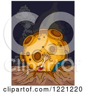 Clipart Of A Meteorite On Top Of A Man Royalty Free Vector Illustration