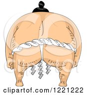 Clipart Of A Rear View Of A Sumo Wrestler Royalty Free Vector Illustration by BNP Design Studio
