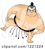 Clipart Of A Sumo Wrestler Raising One Leg Royalty Free Vector Illustration by BNP Design Studio