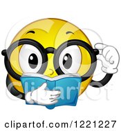Poster, Art Print Of Yellow Smiley Wearing Glasses And Reading A Book