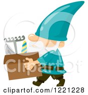 Poster, Art Print Of Garden Gnome Carrying A Box Of Tools