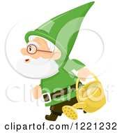 Poster, Art Print Of Green Garden Gnome Carrying A Watering Can
