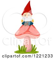 Garden Gnome Sitting On A Red Mushroom