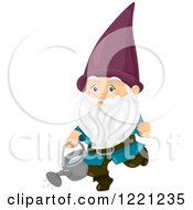 Clipart Of A Garden Gnome Using A Watering Can Royalty Free Vector Illustration