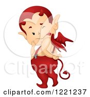 Poster, Art Print Of Cute Little Devil Crossing His Fingers And Sticking His Tongue Out