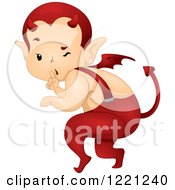 Clipart Of A Cute Little Devil Tip Toeing Royalty Free Vector Illustration