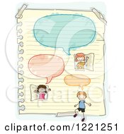 Clipart Of A Doodle Of Children Playing In A Building Drawn On Ruled Paper Royalty Free Vector Illustration