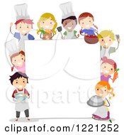 Poster, Art Print Of Diverse Culinary Chef Children Around A Sign Board