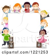 Clipart Of Diverse Dance Children Around A Sign Board Royalty Free Vector Illustration