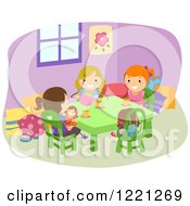 Poster, Art Print Of Girls Playing Tea Party