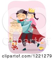 Poster, Art Print Of Super Dad Giving His Princess Daughter A Piggy Back Ride