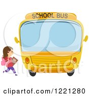 Poster, Art Print Of School Girl Running To A Bus