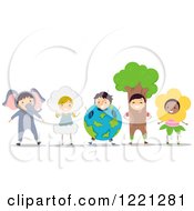 Poster, Art Print Of Diverse Children In Animal And Nature Costumes
