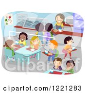 School Cafeteria Full Of Children