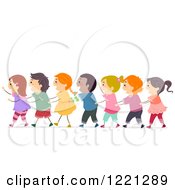 Diverse Children In A Conga Line