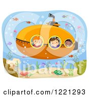 Clipart Of Diverse Children On A Submarine Ride Royalty Free Vector Illustration by BNP Design Studio