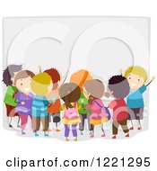 Poster, Art Print Of Diverse Excited Children By A Bulletin Board
