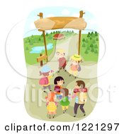 Happy Children Heading Into A Camp Ground
