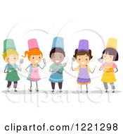 Diverse Stick Children In Chef Aprons And Hats