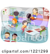 School Cafeteria Full Of Hungry Children