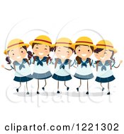 Clipart Of A Group Of Happy Japanese School Girls In Uniforms Royalty Free Vector Illustration