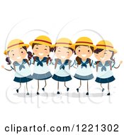 Poster, Art Print Of Group Of Happy Japanese School Girls In Uniforms