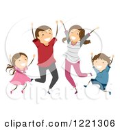 Poster, Art Print Of Happy Family Jumping And Celebrating