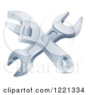 Poster, Art Print Of Crossed Spanner And Adjustable Wrenches